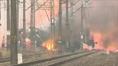 Train crash scene