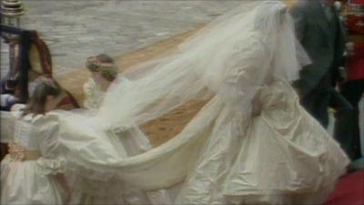 Princess Diana in her wedding dress