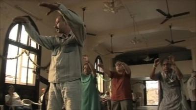 Elderly Indian's in exercise class