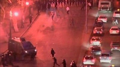 Police and protesters on the streets in Egypt