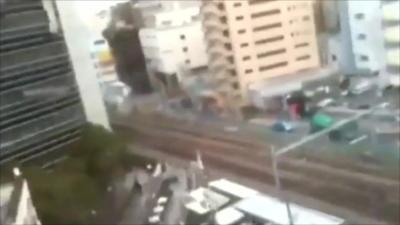 Screen grab from amateur footage of earthquake