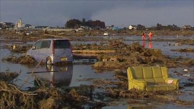 Devastation in Sendai city, Japan