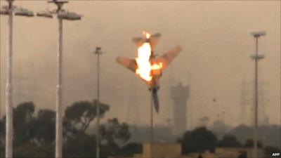 Fighter plane about to crash
