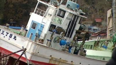 Wrecked boat in Japan