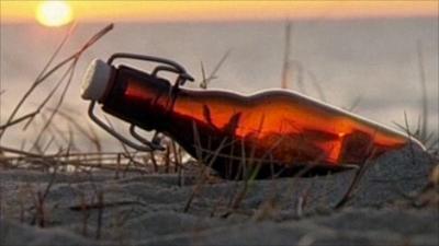 Bottle on beach