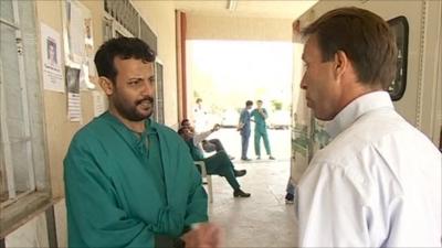 Dr Suleiman Refardi with the BBC's Ben Brown
