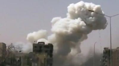 Smoke coming from a building in Misrata