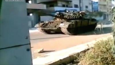 Amateur footage of tank