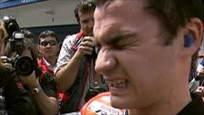 Dani Pedrosa after winning in Portugal