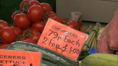 Market stall selling vegetables