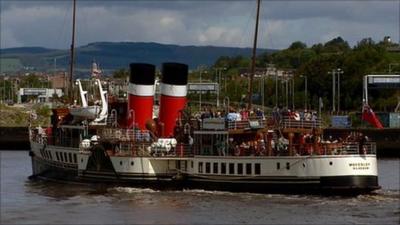 The Waverley carries passengers on the River Clyde