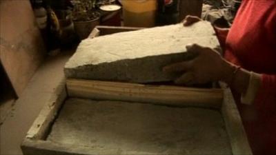 Bricks of volcanic ash