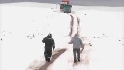 A blanket of snow on the Atacama desert