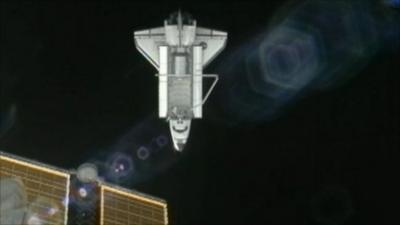 Shuttle over the ISS