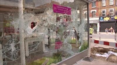Broken shop window