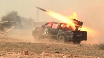 Rocket being launched from a truck
