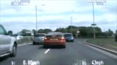 Footage of dangerous driving