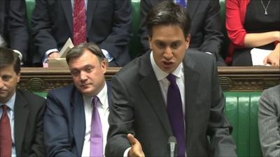 Ed Miliband speaking during PMQ's