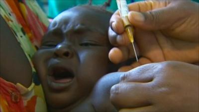 Baby receives jab