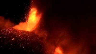 Mount Etna erupts