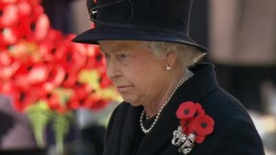 The Queen at the Cenotaph in London