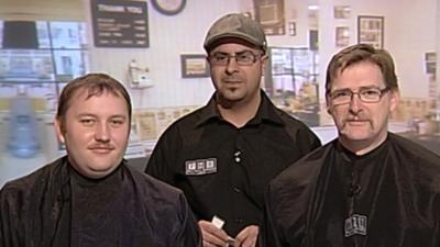 MPs Ian Murray and Mike Crockhart with barber