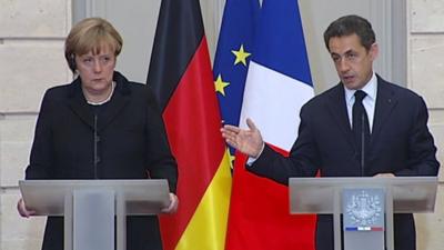 German Chancellor Angela Merkel and French President Nicolas Sarkozy