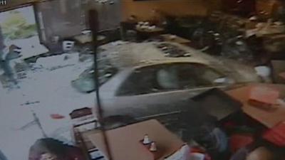 Car in restaurant