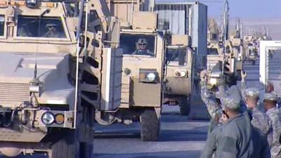 US troops are greeted as they arrive in Kuwait