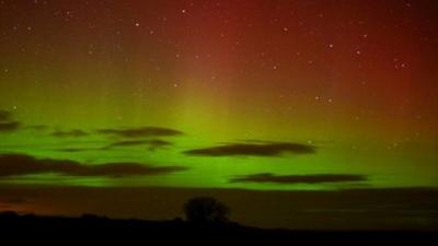 Northern Lights seen over Berwick, in Northumberland.