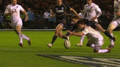 Greig Laidlaw attempts to score a try against England