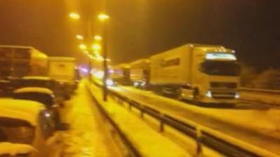 Cars stuck on the motorway