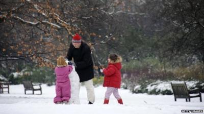 Snowy scene in London