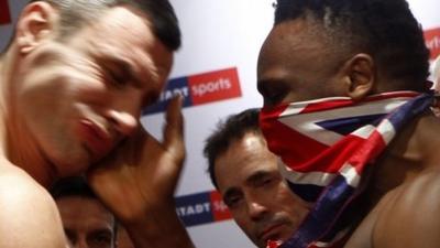 Dereck Chisora slaps Vitali Klitschko ahead of title fight