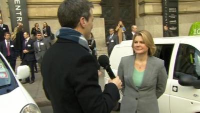 BBC's Richard Westcott and Transport Secretary Justine Greening