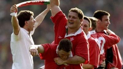 Wales celebrate their 1999 Wembley victory