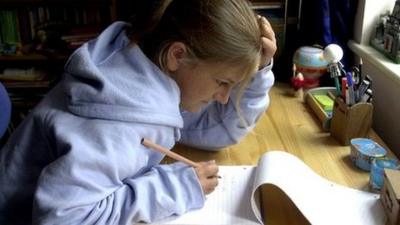 Girl doing homework