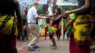 Prince Harry dancing with Chantol Dorner in Jamaica