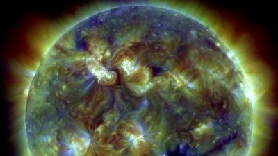 NASA image of solar flares on the sun