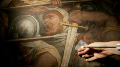 Experts examine fresco