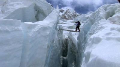 Climber on Mount Everest