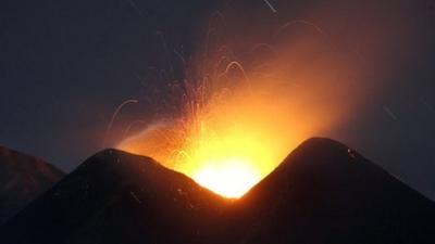 Mount Etna volcano erupting