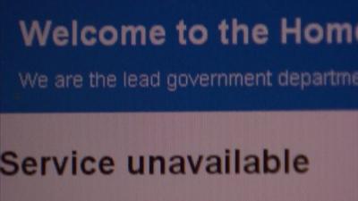 Home Office website during cyber attack