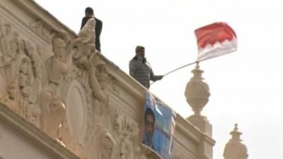 Protesters on Bahraini Embassy, London