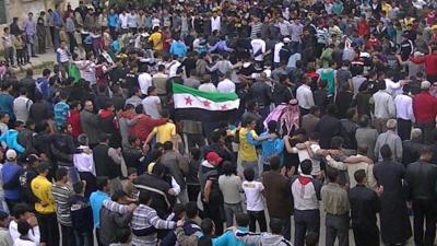 Protesters in Daraa, Syria