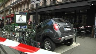 Car on steps