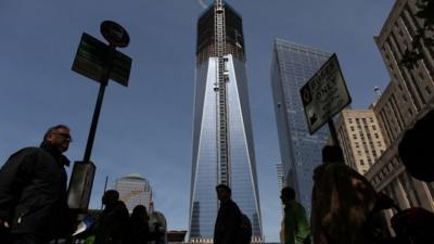 One World Trade Center building, which is under construction on the site of the destroyed original World Trade Center