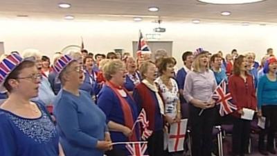 The Voice Community Choir singing the new anthem in Bournemouth