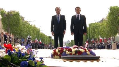 French President-elect Francois Hollande and his defeated rival Nicolas Sarkozy
