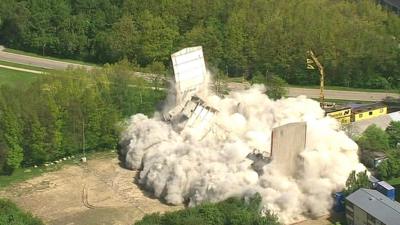 tower block being demolished